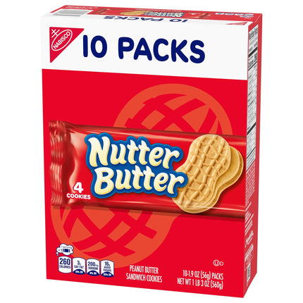 NUTTER BUTTER Peanut Butter Sandwich Cookies, 10 Snack Packs (4 Cookies per Pack)