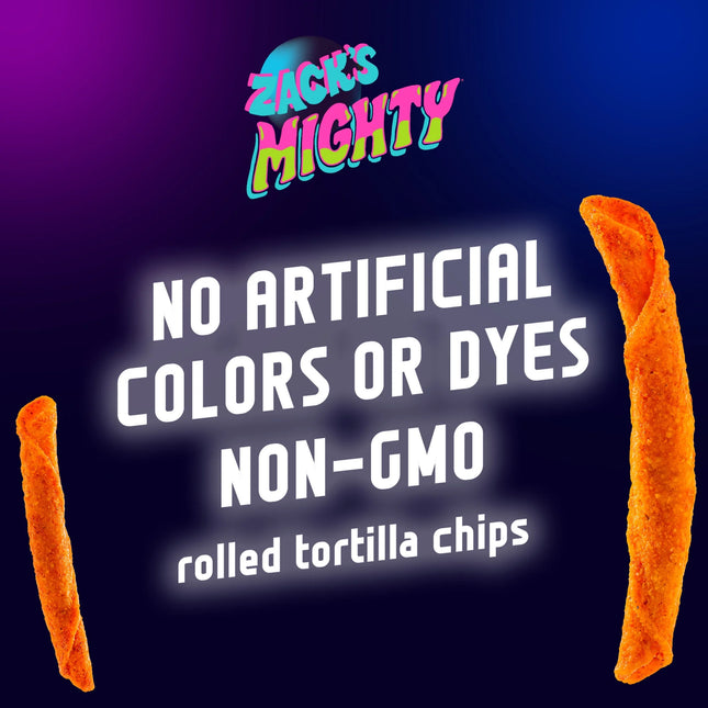 Zack'S Mighty Fiery Nacho Rolled Tortilla Chips, 7 Oz Film Bag, No Artificial Colors or Dye