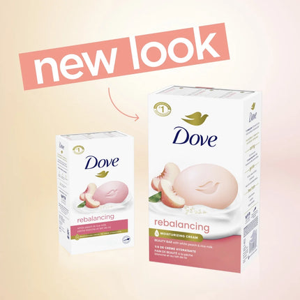 Dove Beauty Bar Women'S Bath Soap Rebalancing White Peach & Rice Milk, 3.75 Oz 4 Bars