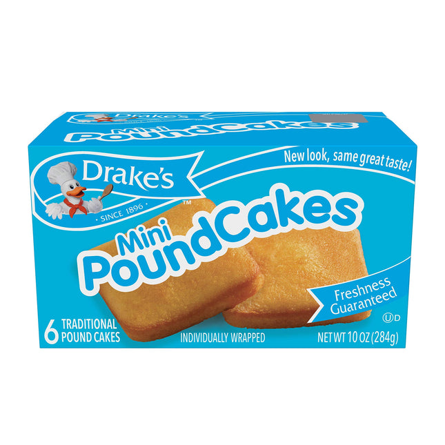 Drake'S Mini Pound Cakes, 1 Box, 6 Individually Wrapped Traditional Cakes