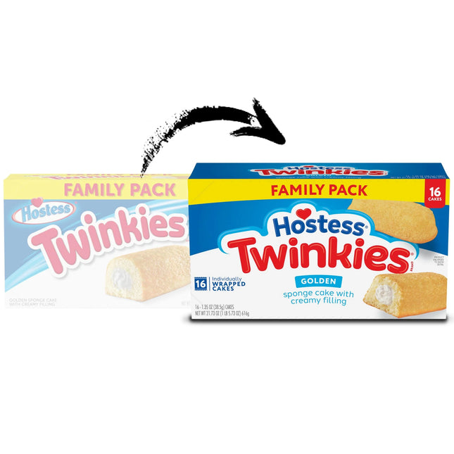 Hostess Twinkies Snack Cakes, Golden Sponge Cake with Crème Filling, 21.73 Oz Box (16 Count)