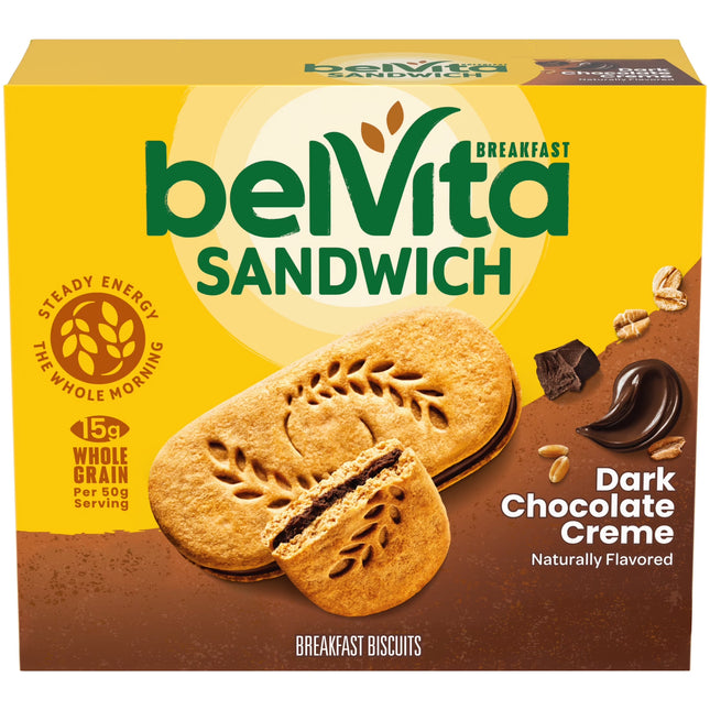 Belvita Breakfast Bar Biscuit Sandwiches Dark Chocolate Creme, 5 Packs