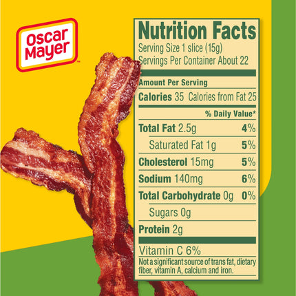 Oscar Mayer Gluten Free Turkey Bacon with 58% Less Fat & 57% Less Sodium, 12 Oz Pack, 21-23 Slices, Refrigerated