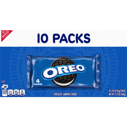 OREO Chocolate Sandwich Cookies, 10 Snack Packs (4 Cookies per Pack)