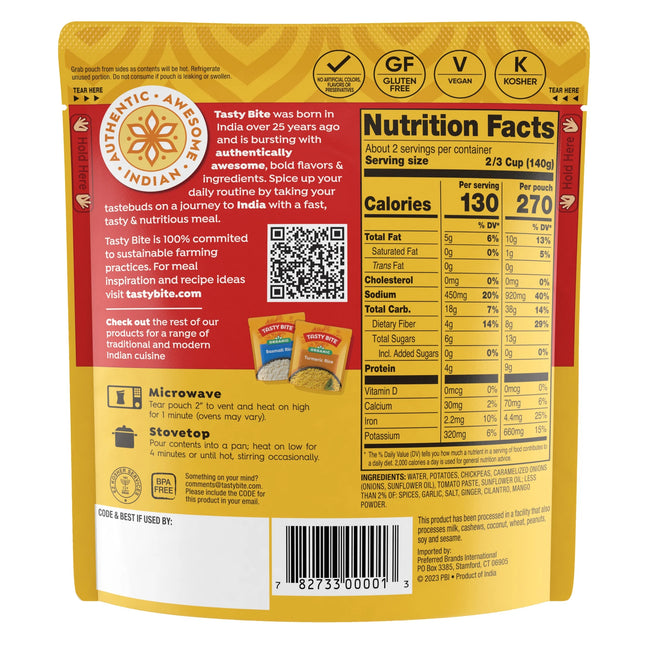 Tasty Bite Bombay Potatoes 10Oz - Spiced Potato Curry
