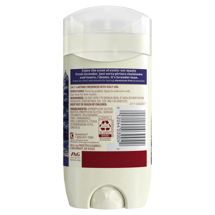 Old Spice Aluminum Free Men'S Deodorant, Invisible Solid Stick, Wilderness with Lavender, 3Oz