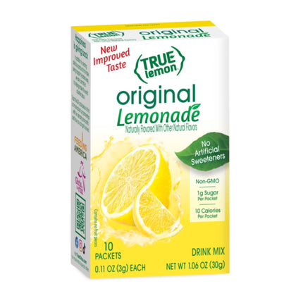 True Lemon Strawberry Lemonade Drink Mix Powder, No Artificial Sweeteners, 1.06 Oz., 10 Count Box