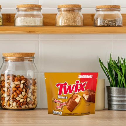 Twix Minis Caramel and Milk Chocolate Candy Bars, Sharing Size - 9.7 Oz Resealable Bag