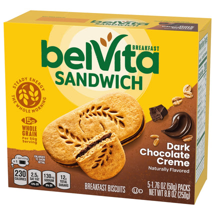 Belvita Breakfast Bar Biscuit Sandwiches Dark Chocolate Creme, 5 Packs