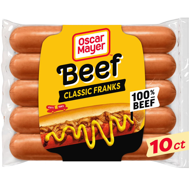 Oscar Mayer Classic Beef Franks Hot Dogs, 10 Count Pack