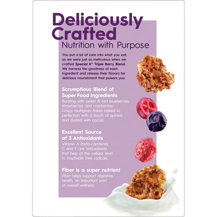 Kellogg'S Special K Triple Berry Blend Breakfast Cereal, Family Breakfast, Fiber Cereal, Berries and Dark Chocolate, 14.7Oz Box (1 Box)
