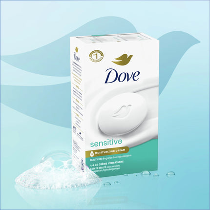 Dove Beauty Bar Soap for Women Sensitive Skin Fragrance Free and Hypoallergenic, 2.6 Oz