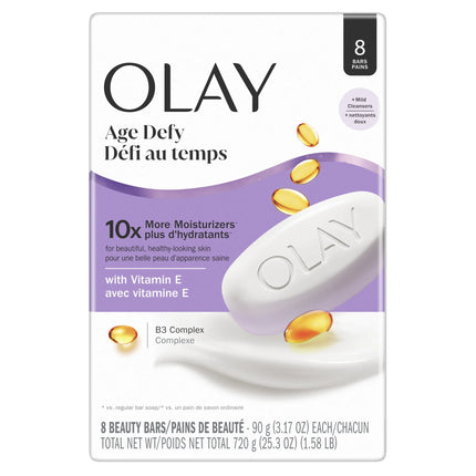 Olay Age Defying Bar Soap with Vitamin E and Vitamin B3 Complex Beauty Bars 3.17 Oz, 8 Count