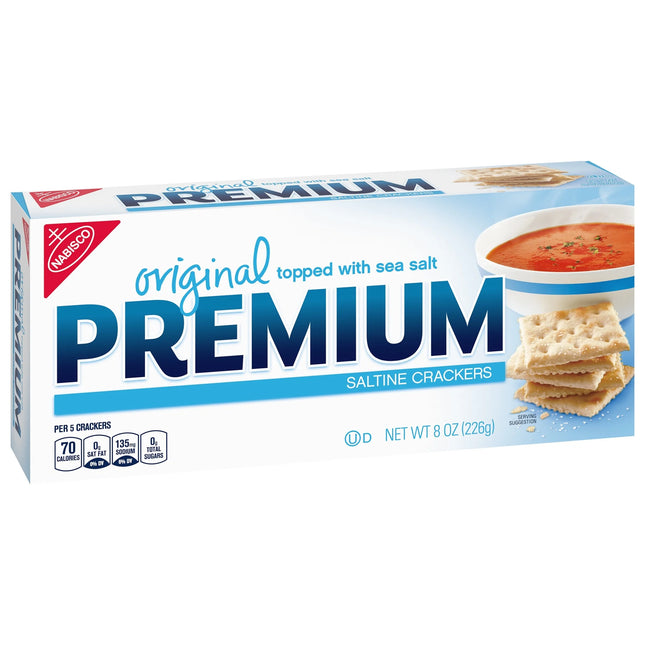 Premium Original Saltine Crackers, Lunch Snacks, 8 Oz