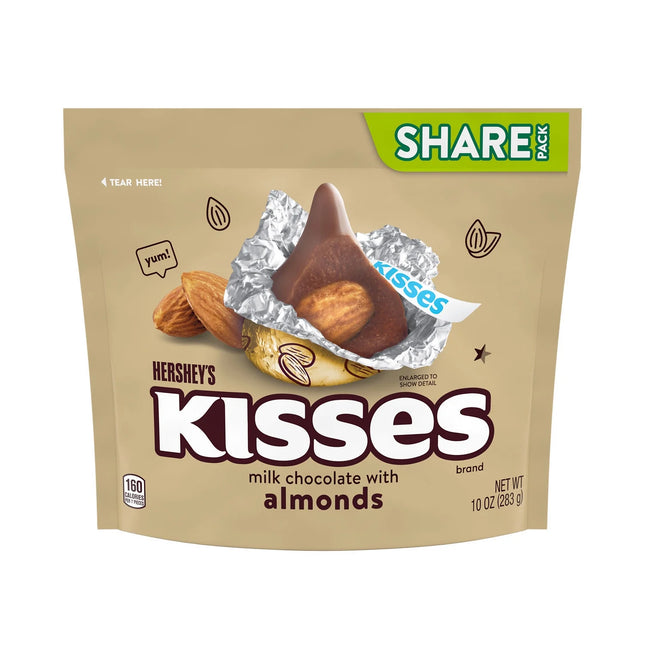 Hershey'S Kisses Milk Chocolate with Almonds Candy, Share Pack 10 Oz