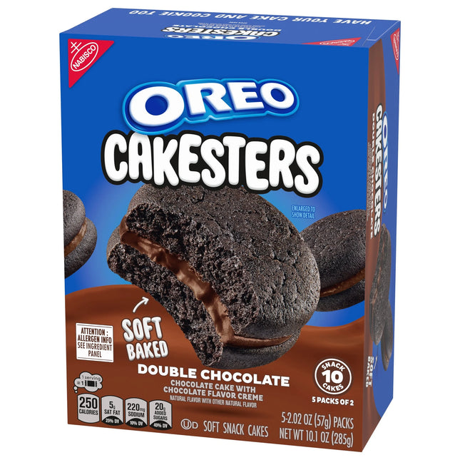 OREO Cakesters Double Chocolate Soft Snack Cakes, 5 - 2.02 Oz Snack Packs