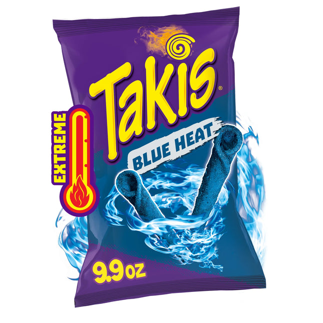 Takis Blue Heat 9.9 Oz Sharing Size Bag, Hot Chili Pepper Rolled Tortilla Chips