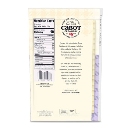 Cabot Creamery Swiss Cheese Slices 7 Oz (Refrigerated)