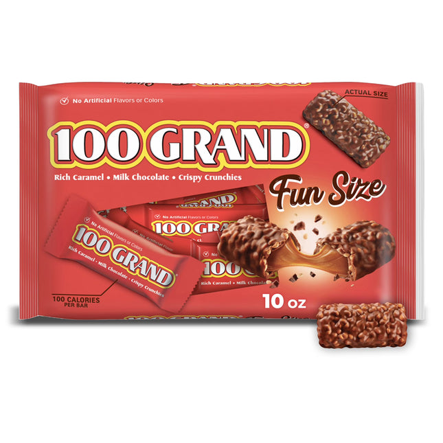 NESTLE 100 Grand Crispy Milk Chocolate with Caramel, Fun Size Individually Wrapped Candy Bars, 10 Oz,