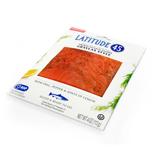 Latitude 45 Cold Smoked Gravlax Style Atlantic Salmon, 4 Oz