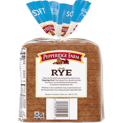 Pepperidge Farm Jewish Rye Soft Rye Bread, 16 Oz. Bag
