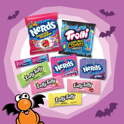 Halloween Core Winners Variety Bag, Trick-Or-Treat Candy, NERDS Gummy Clusters, Sweetarts, Trolli, Laffy Taffy and NERDS, 30 Pieces, 10.64 Ounce Bag