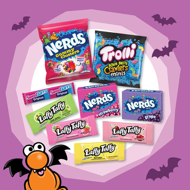 Halloween Core Winners Variety Bag, Trick-Or-Treat Candy, NERDS Gummy Clusters, Sweetarts, Trolli, Laffy Taffy and NERDS, 30 Pieces, 10.64 Ounce Bag