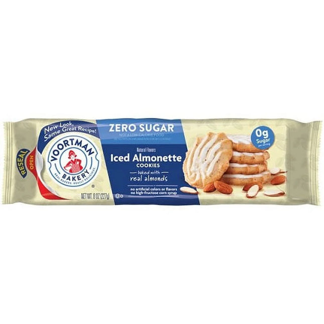VOORTMAN Bakery Zero Sugar Iced Almonette Cookies 8 Oz