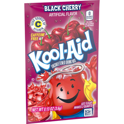 Kool-Aid Unsweetened Black Cherry Powdered Soft Drink Mix, 0.13 Oz Packet, Powders