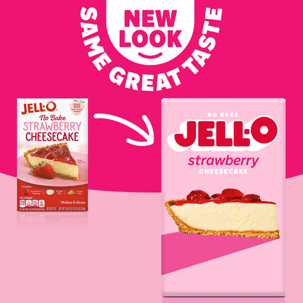 Jell-O No Bake Strawberry Cheesecake Dessert Kit with Strawberry Topping, Filling Mix and Crust Mix, 19.6 Oz Box