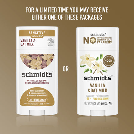 Schmidt'S Women'S and Men'S Aluminum-Free Vegan Deodorant, Vanilla & Oat Milk, 2.65 Oz