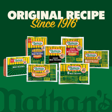 Nathan'S Famous Skinless Beef Hot Dogs, 12 Oz