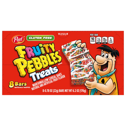 Post Fruity Pebbles Treats, Marshmallow Cereal Bars, 6.2Oz, 8 Count, Cardboard Box