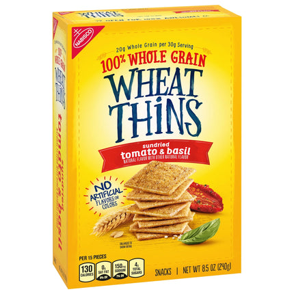 Wheat Thins Sundried Tomato & Basil Snacks, Whole Grain Wheat Crackers, Snack Crackers, 8.5 Oz