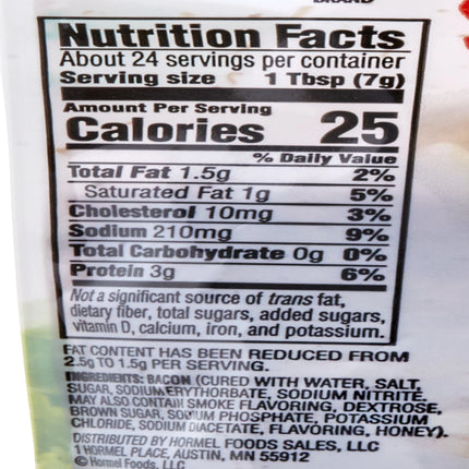 HORMEL Real Bacon Bits Topping, Salad Topping, 25 Calories per Serving, Shelf-Stable, 6 Oz Plastic Pouch