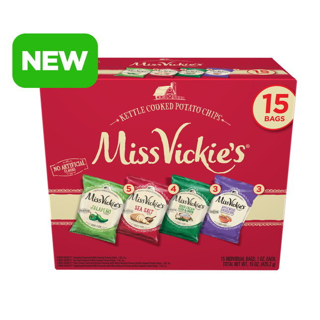 Miss Vickie'S Kettle Cooked Potato Chips, 4 Flavor Variety Pack, 1 Oz, 15 Count