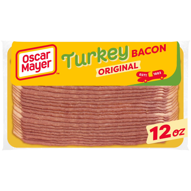 Oscar Mayer Gluten Free Turkey Bacon with 58% Less Fat & 57% Less Sodium, 12 Oz Pack, 21-23 Slices, Refrigerated
