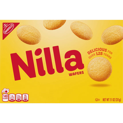 NILLA Wafers Cookies, Crunchy Vanilla Wafers, Baked, 11 Oz Shelf Stable Plastic Cardboard Box