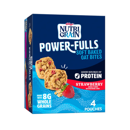 Kellogg'S Nutri-Grain Power-Fulls Chocolate Chip Chewy Soft Baked Oat Bites, Protein Snacks, 5.6 Oz, 4 Count