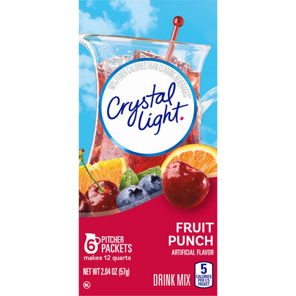 Crystal Light Fruit Punch Sugar Free Drink Mix Caffeine Free, 6 Ct Pitcher Packets