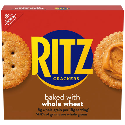 RITZ Whole Wheat Crackers, Snacks for Kids and Adults, Lunch Snacks, 12.9 Oz