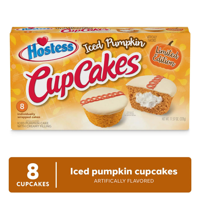 HOSTESS Iced Pumpkin Flavored Cupcakes, 8 Count, 12.7 Oz