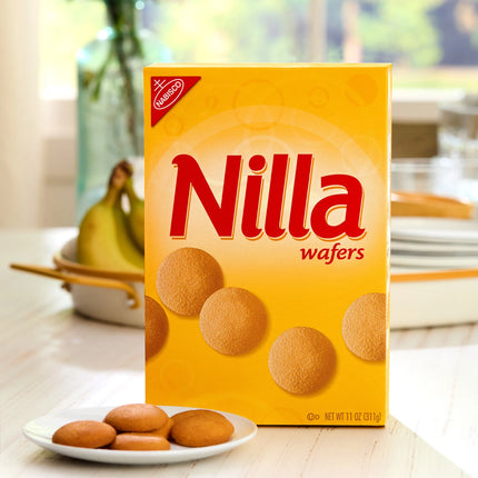 NILLA Wafers Cookies, Crunchy Vanilla Wafers, Baked, 11 Oz Shelf Stable Plastic Cardboard Box