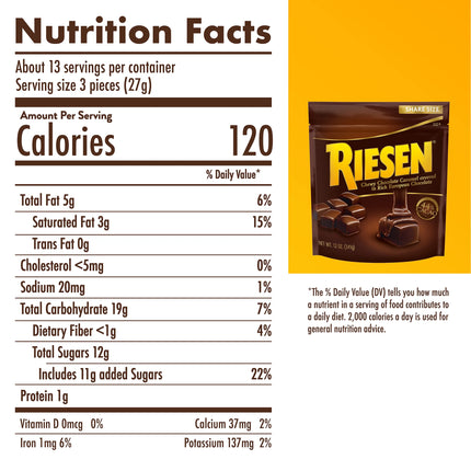 Riesen Chocolate Caramel Covered Chewy Candy, 12Oz