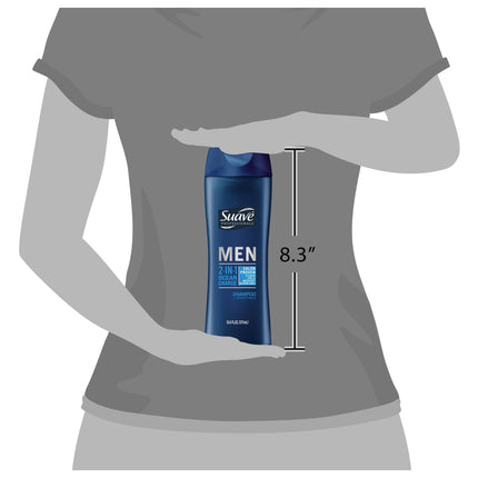 Suave Professionals Men 2-In-1 Shampoo & Conditioner, Moisturizing, Ocean Charge, 12.6 Fl Oz