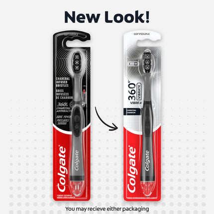 Colgate 360 Vibrate Charcoal Battery Operated Toothbrush, 1 AAA Battery Included