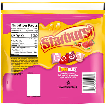 Starburst Favereds Fruit Chews Chewy Candy, Sharing Size - 15.6 Oz Bag