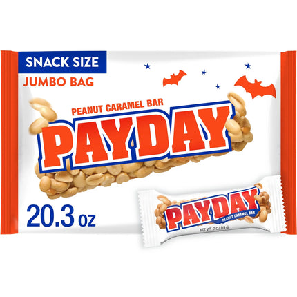 Payday Peanut Caramel Snack Size Halloween Candy, Jumbo Bag 20.3 Oz