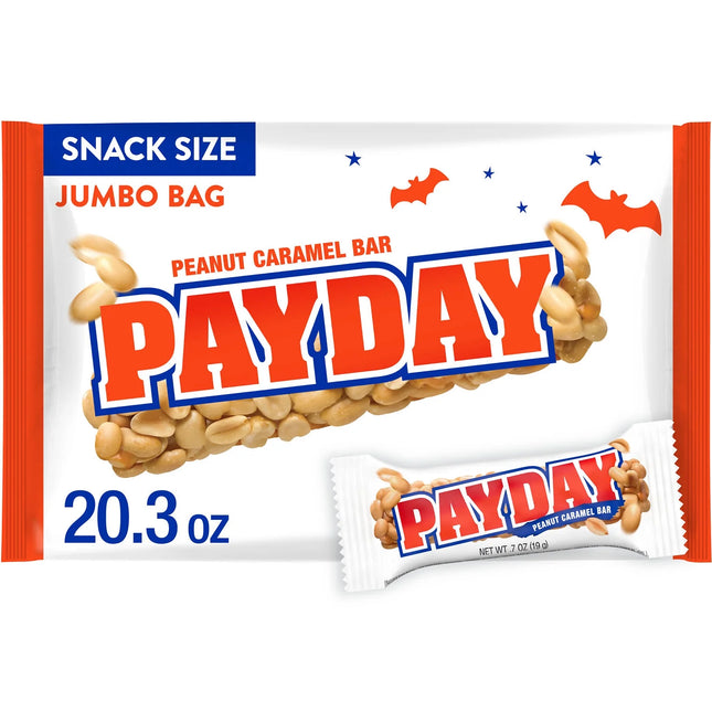 Payday Peanut Caramel Snack Size Halloween Candy, Jumbo Bag 20.3 Oz