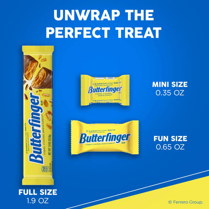 Butterfinger, Chocolatey, Peanut-Buttery, Individually Wrapped Fun Size Candy Bars, Jumbo Bag, 19.8 Oz